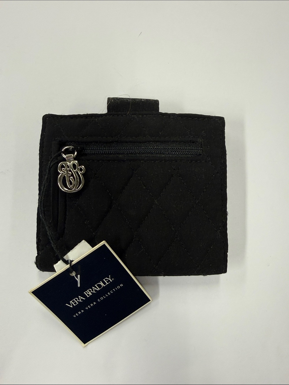 Vera Bradley Black Quilted Mini Wallet with Zip Pocket